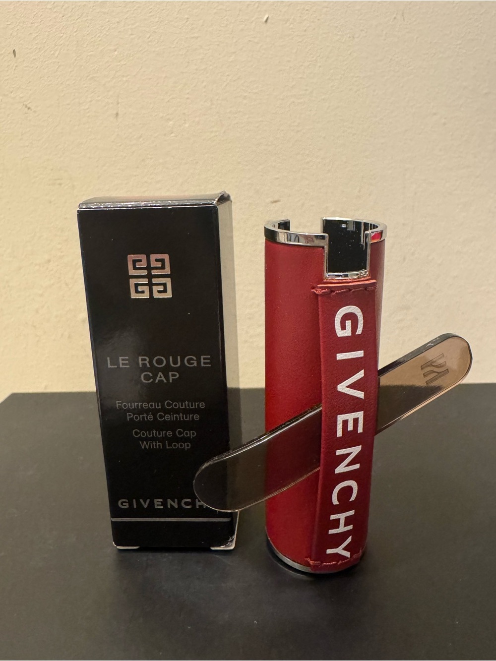 BNIB Givenchy Le Rouge Couture Cap With Loop #63 Porté Centure Burgundy Color